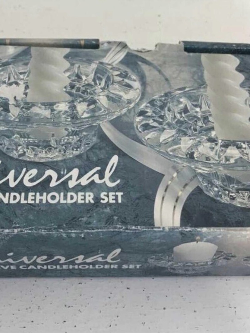 Universal Clear Crystal-Style Glass Candleholder Pair